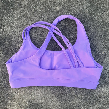 Solid Color Cross-Back High Support Fitness Bra