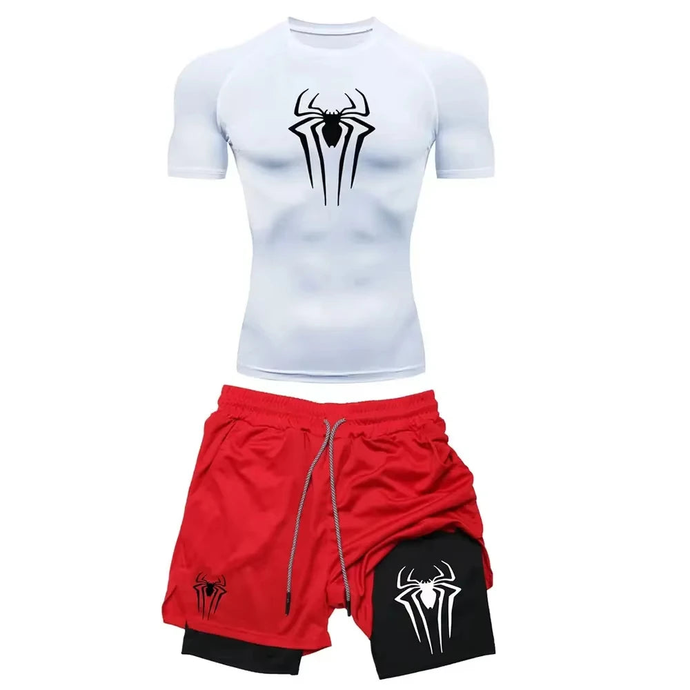Men’s Y2K Spider Printed Compression Workout Set