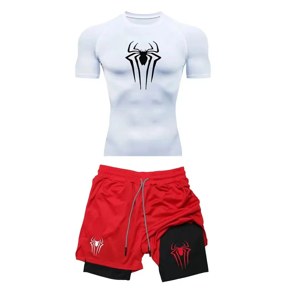 Men’s Y2K Spider Printed Compression Workout Set