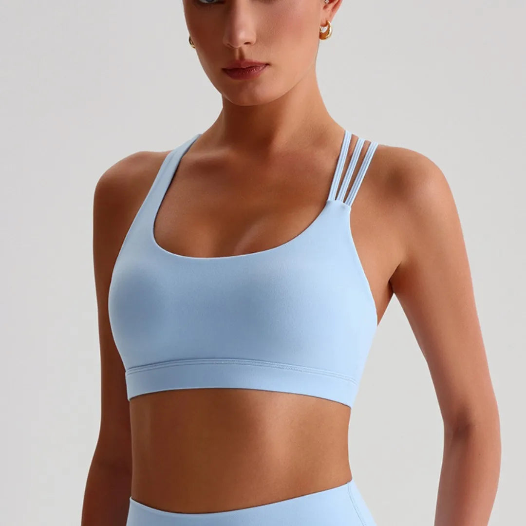 Solid Color Cross-Back High Support Fitness Bra