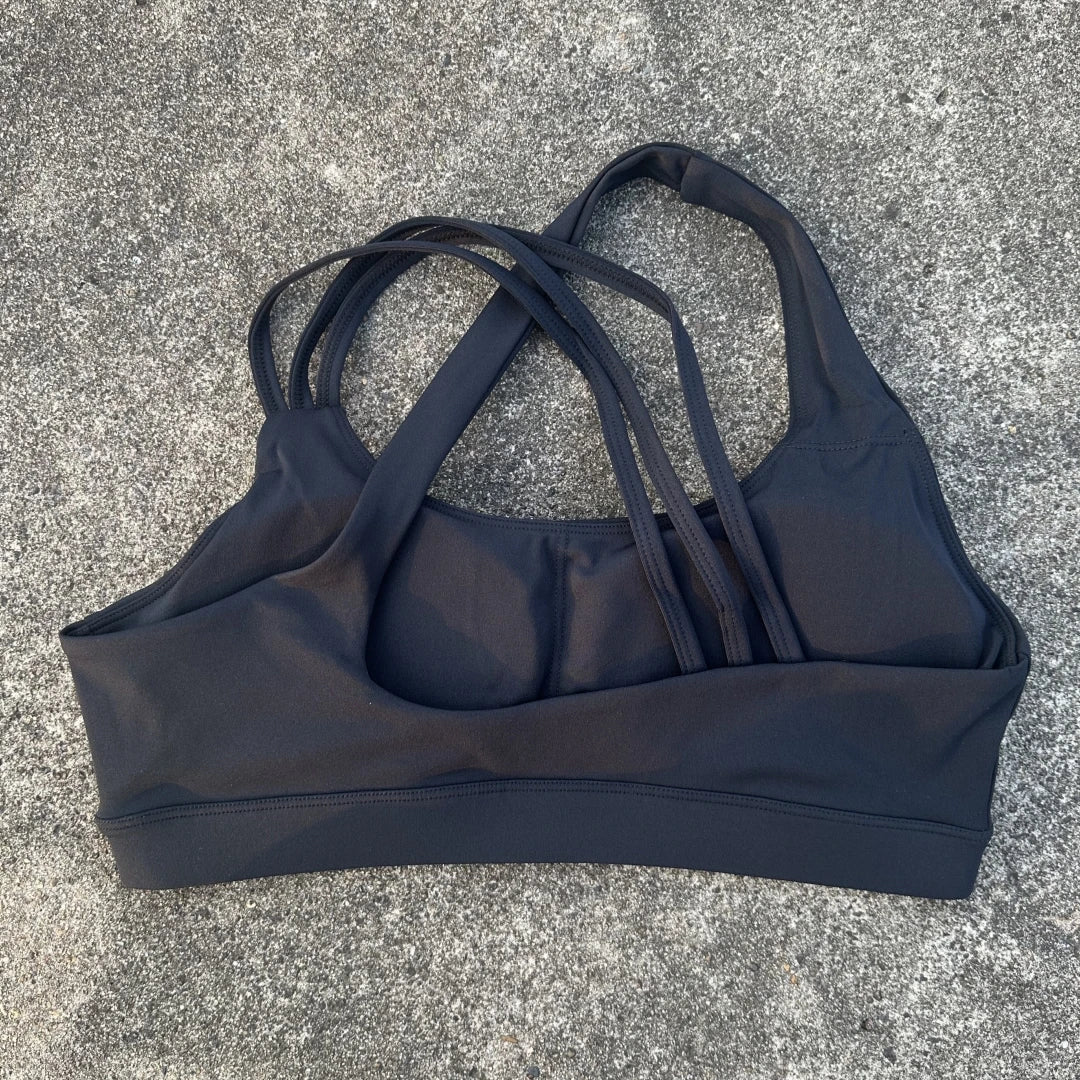 Solid Color Cross-Back High Support Fitness Bra