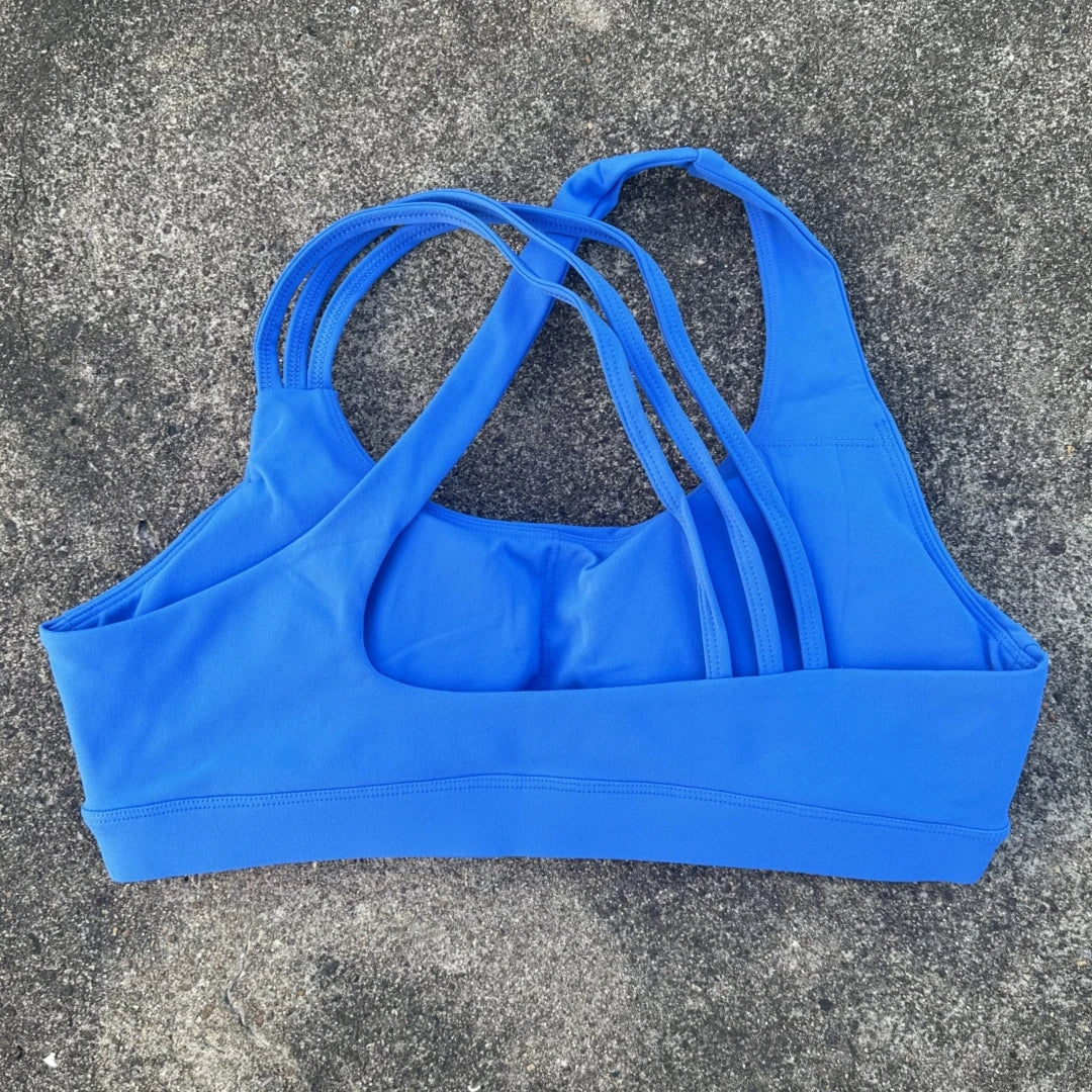 Solid Color Cross-Back High Support Fitness Bra