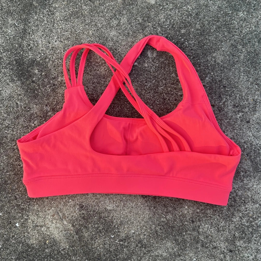 Solid Color Cross-Back High Support Fitness Bra