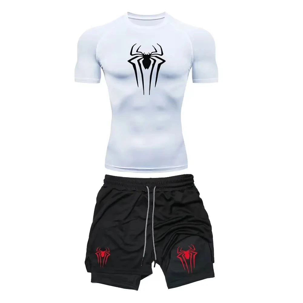 Men’s Y2K Spider Printed Compression Workout Set